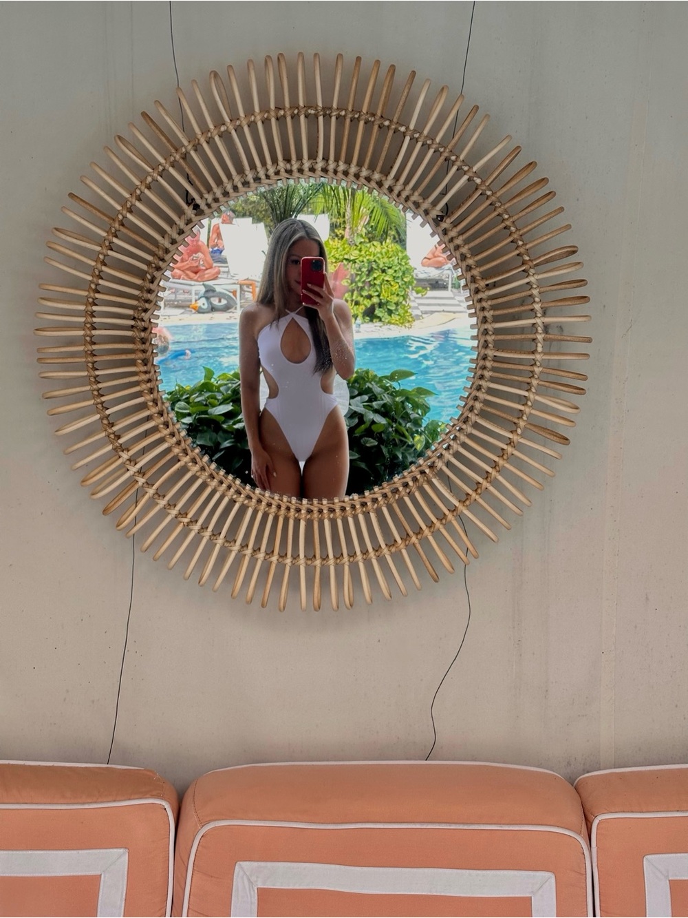 White cutout one piece swimsuit
